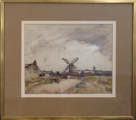 Fred Mayor (1865-1916) Norfolk landscape 15.5 x 19in.